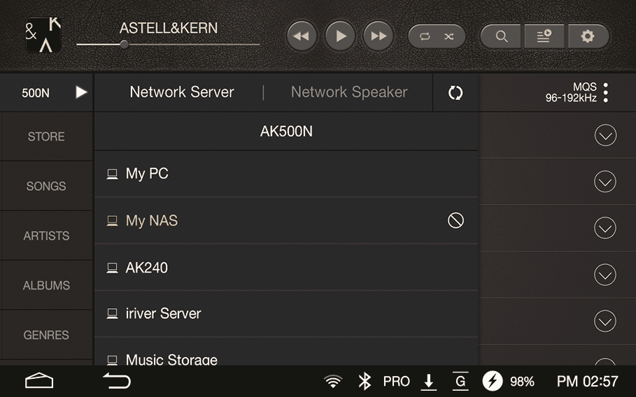 Netzwerk-Server-DLNA-Menü